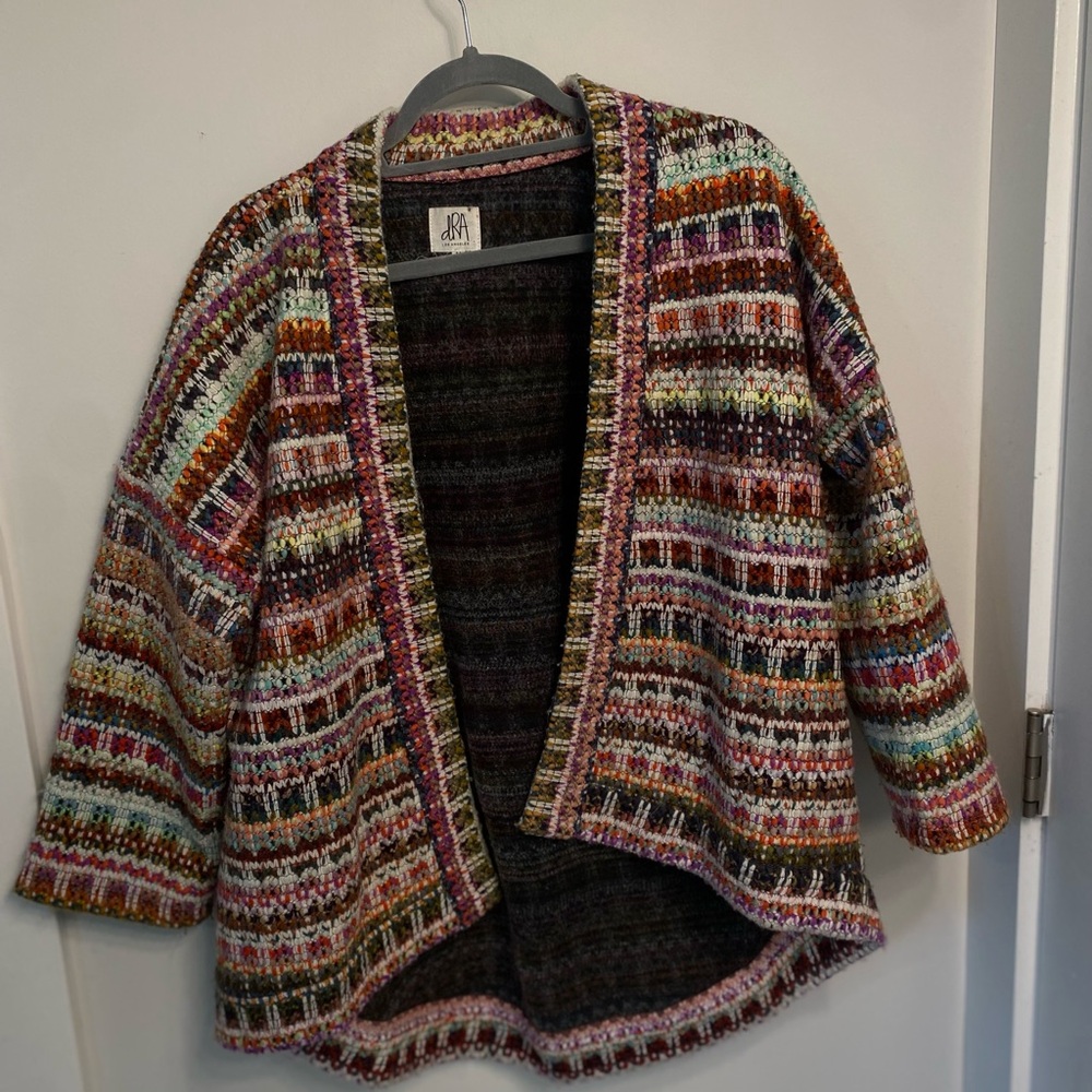 Multicolor Knit Open-Front Cardigan